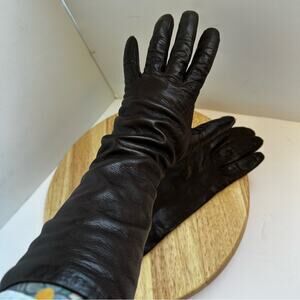 Wear Right Vintage Brown Leather Lined Mid Forearm Women’s Gloves